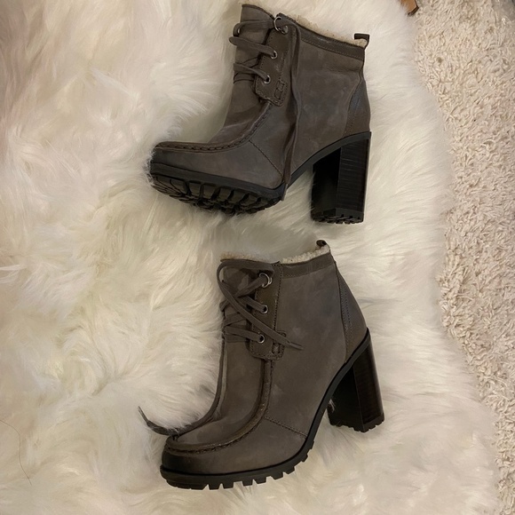 Sam Edelman Lace-up Platform Boots. Gray/Brown. Sz 8 - Picture 3 of 10